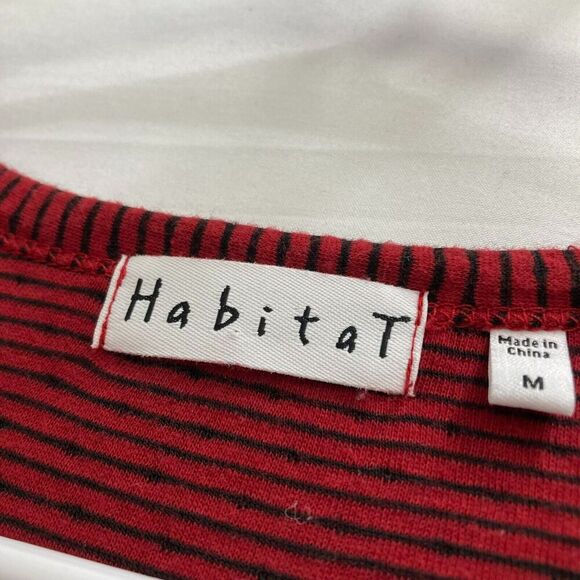 Habitat Womens Pinstriped Tunic Top Red Knit Round Neck Long Sleeve Size Medium - Picture 2 of 13